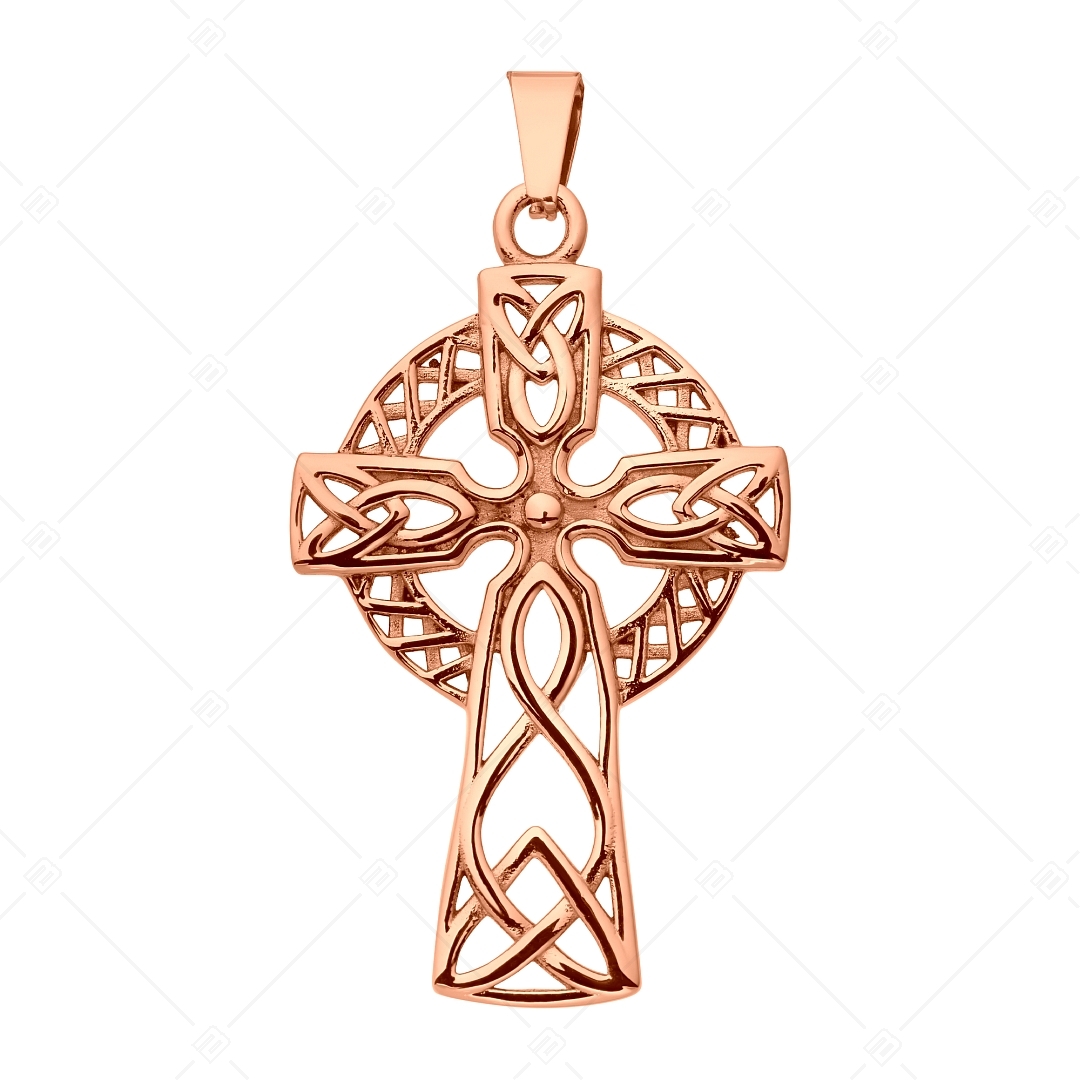 BALCANO - Celtic Cross / Edelstahl keltisches Kreuz Anhänger mit 18K Roségold Beschichtung (242276BC96)
