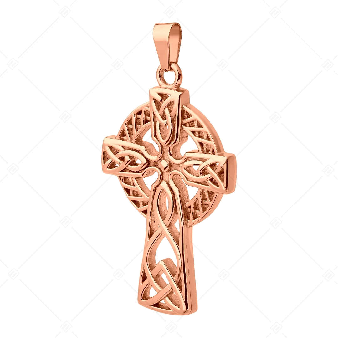 BALCANO - Celtic Cross / Pendentif croix celtique en acier inoxydable, plaqué or rose 18K (242276BC96)