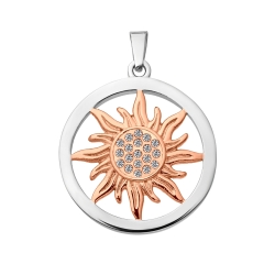 BALCANO - Sun / Stainless Steel Sun Pendant With Zirconia Gemstones, 18K Rose Gold Plated