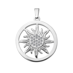 BALCANO - Sun / Stainless Steel Sun Pendant With Zirconia Gemstones, High Polished