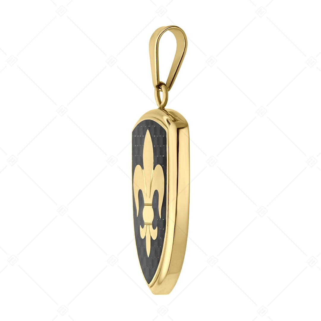 BALCANO - Knight / Stainless Steel Knight's Armor Pendant With Carbon Fibre Inlay, 18K Gold Plated (242278BC88)