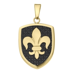 BALCANO - Knight / Stainless Steel Knight's Armor Pendant With Carbon Fibre Inlay, 18K Gold Plated
