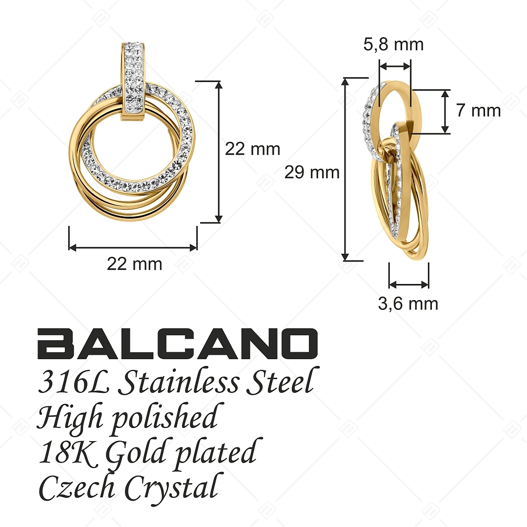 BALCANO - Christine / Pendentif en acier inoxydable unique avec cristaux, plaqué or 18K (242279BC88)