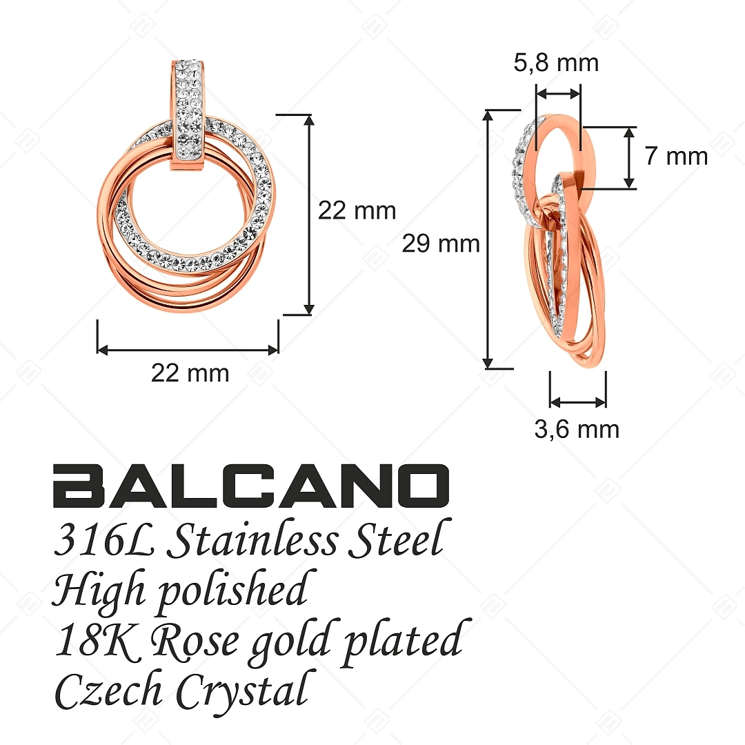 BALCANO - Christine / Pendentif en acier inoxydable unique avec cristaux, plaqué or rose 18K (242279BC96)