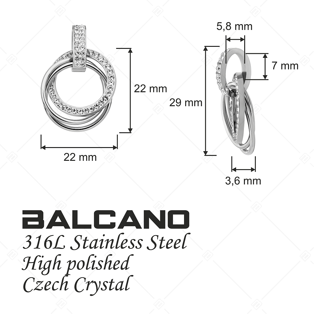 BALCANO - Christine / Pendentif en acier inoxydable unique avec cristaux, avec hautement polie (242279BC97)