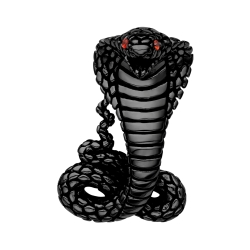 BALCANO - Cobra / Pendentif cobra en acier inoxydable avec pierres précieuses de zircone, plaqué PVD noir