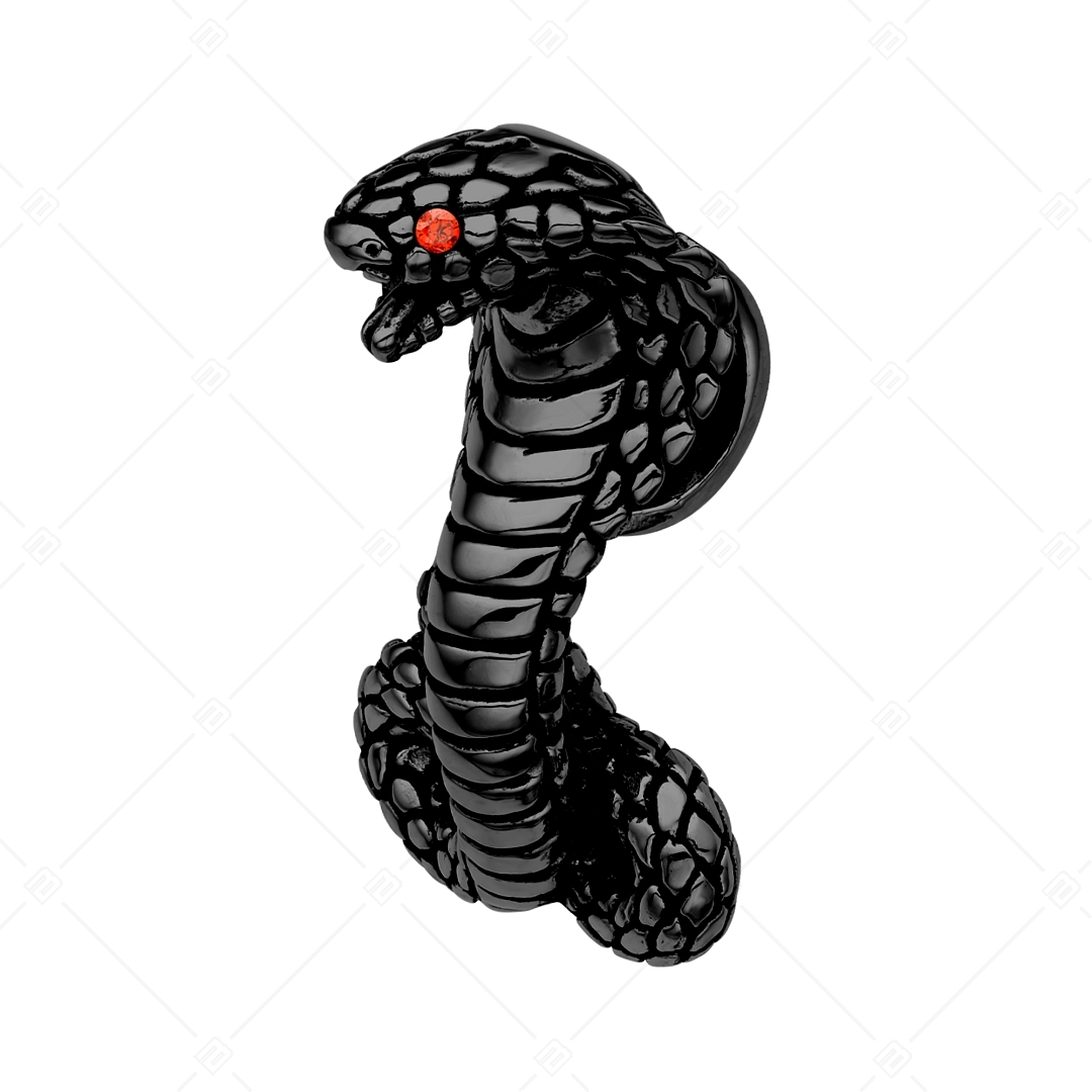 BALCANO - Cobra / Pendentif cobra en acier inoxydable avec pierres précieuses de zircone, plaqué PVD noir (242281BC11)