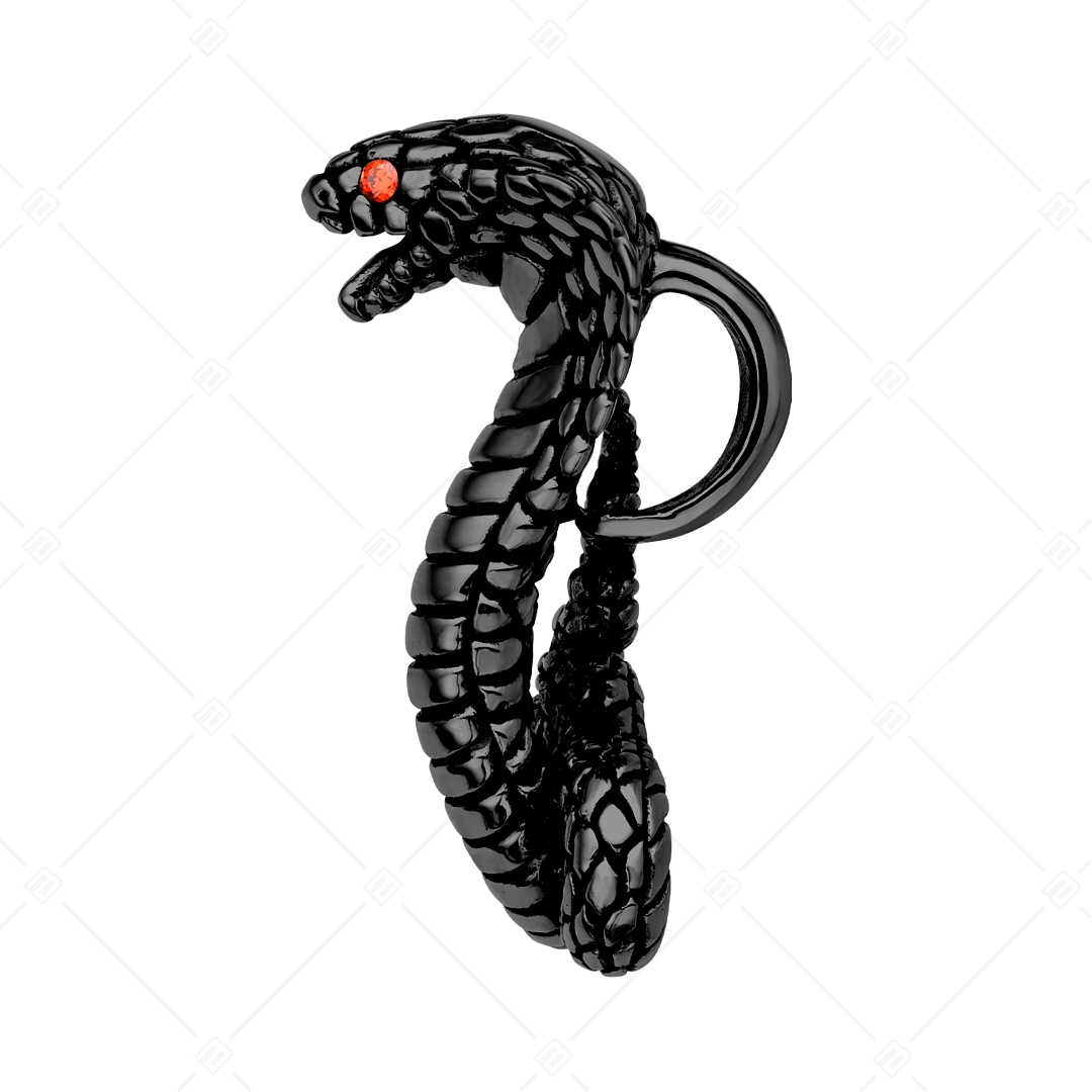 BALCANO - Cobra / Stainless Steel Cobra Pendant With Zirconia Gemstones, Black PVD Plated (242281BC11)
