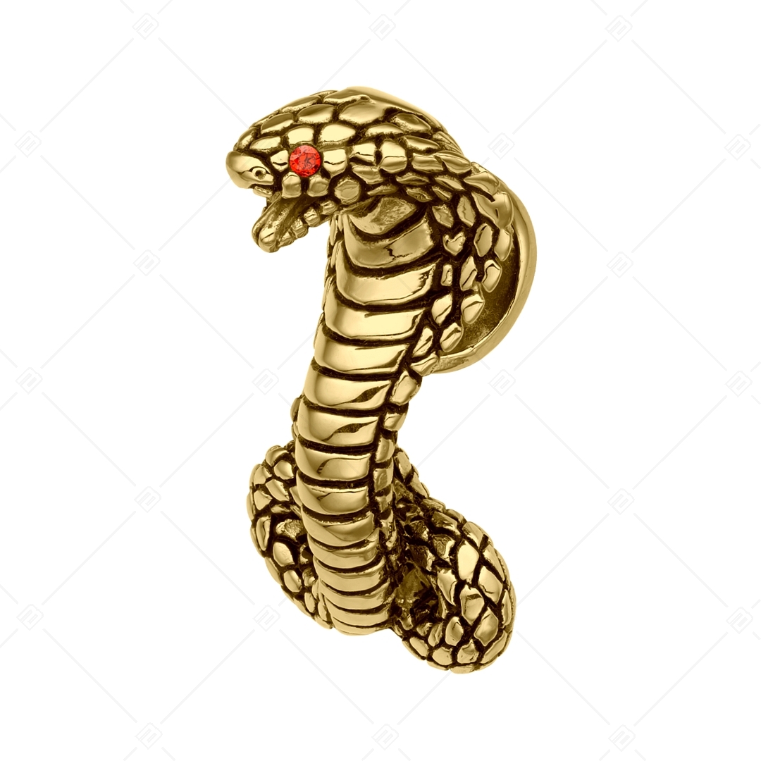 BALCANO - Cobra / Pendentif cobra en acier inoxydable avec pierres précieuses de zircone, plaqué or 18K (242281BC88)