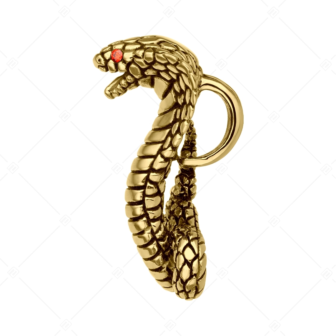 BALCANO - Cobra / Pendentif cobra en acier inoxydable avec pierres précieuses de zircone, plaqué or 18K (242281BC88)