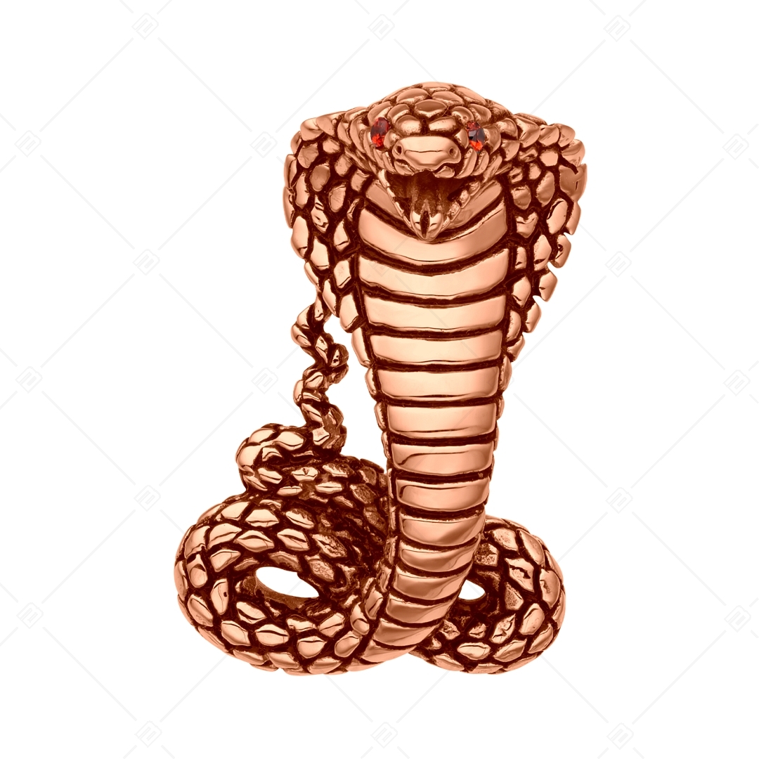 BALCANO - Cobra / Stainless Steel Cobra Pendant With Zirconia Gemstones, 18K Rose Gold Plated (242281BC96)