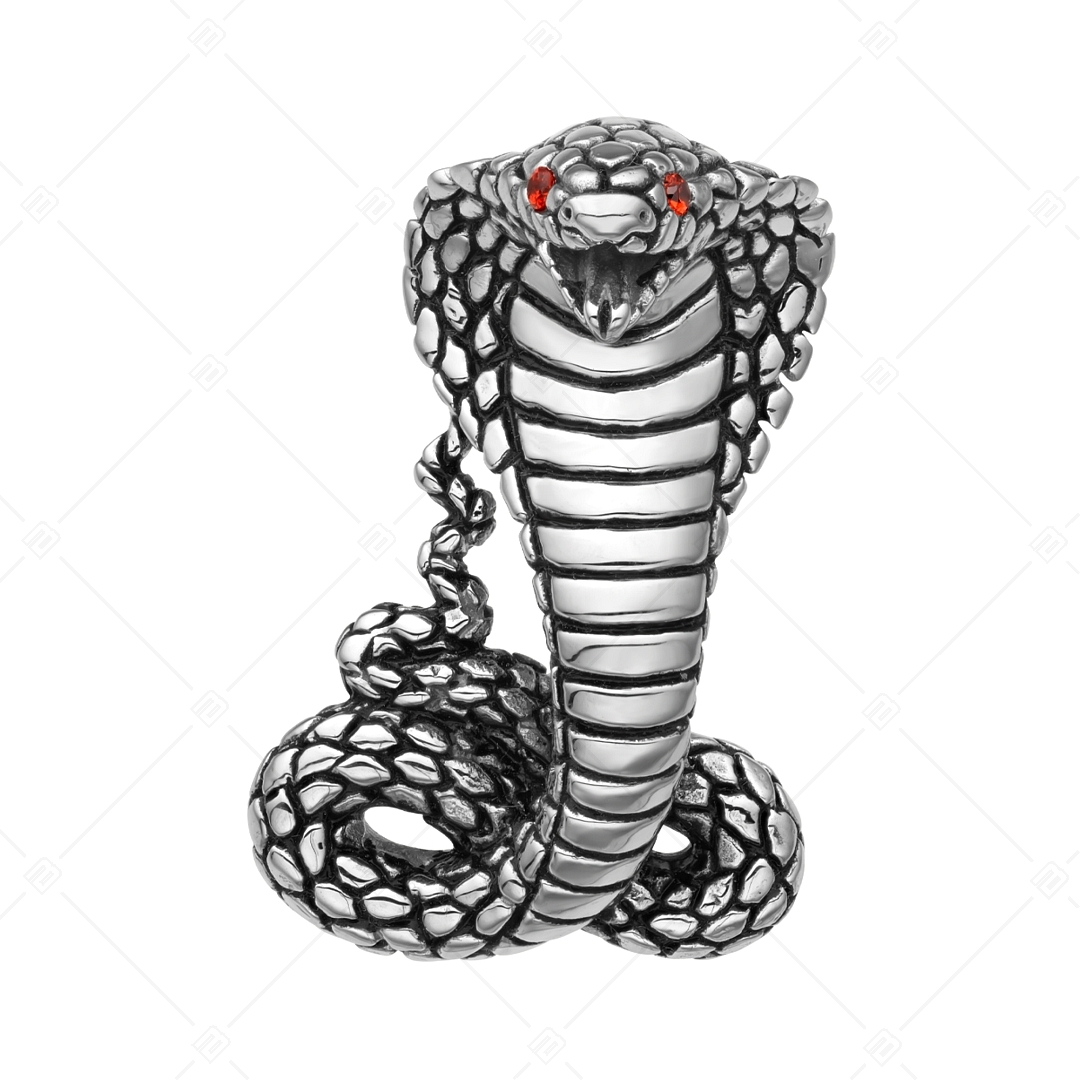 BALCANO - Cobra / Pendentif cobra en acier inoxydable avec pierres précieuses de zircone, avec hautement polie (242281BC97)