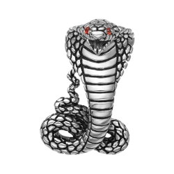 BALCANO - Cobra / Pendentif cobra en acier inoxydable avec pierres précieuses de zircone, avec hautement polie