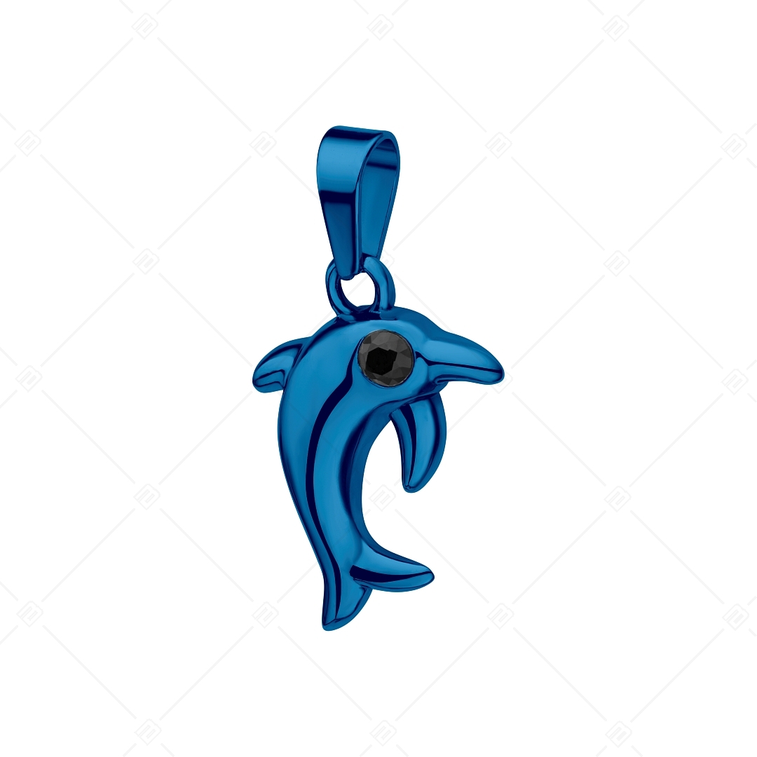 BALCANO - Dolphin / Stainless Steel Dolphin Pendant With Zirconia Gemstones, Blue PVD Plated (242282BC44)