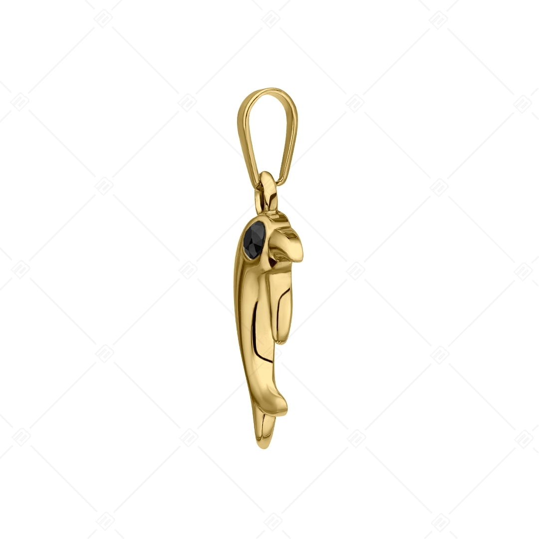 BALCANO - Dolphin / Stainless Steel Dolphin Pendant With Zirconia Gemstones, 18K Gold Plated (242282BC88)