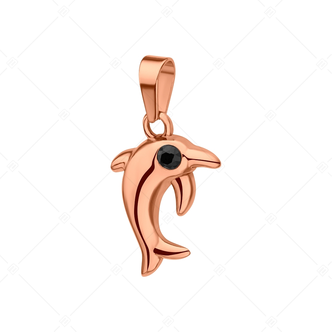 BALCANO - Dolphin / Stainless Steel Dolphin Pendant With Zirconia Gemstones, 18K Rose Gold Plated (242282BC96)