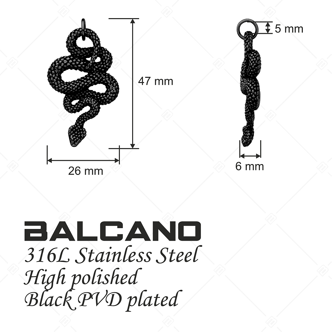 BALCANO - Serpent / Edelstahl Schlange-Anhänger, schwarz PVD beschichtet (242283BC11)