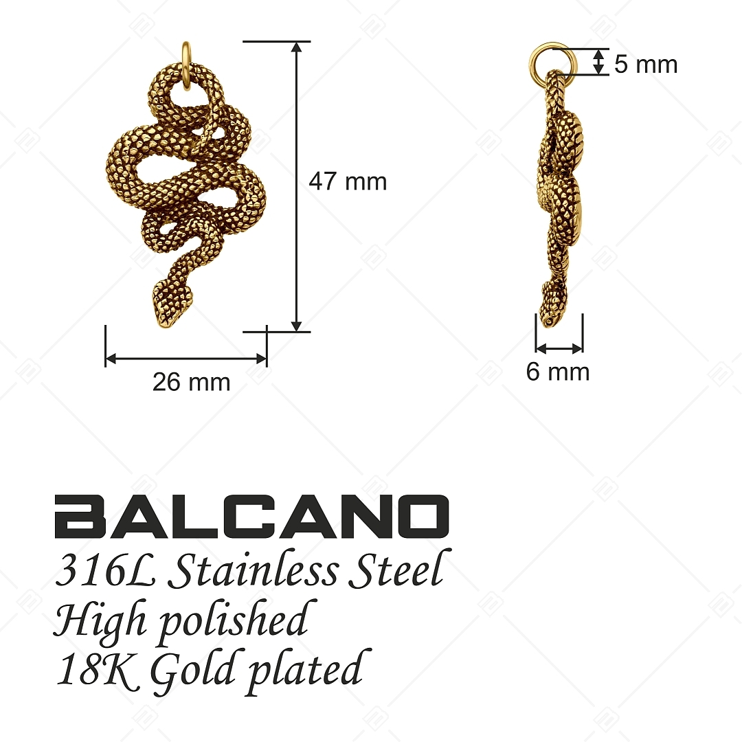BALCANO - Serpent / Edelstahl Schlange-Anhänger, 18K vergoldet (242283BC88)