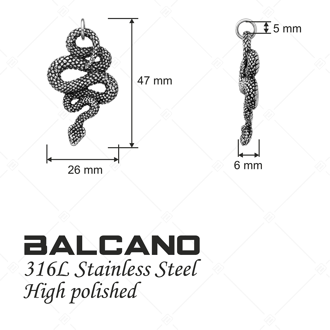 BALCANO - Serpent / Stainless Steel Snake Pendant, High Polished (242283BC97)