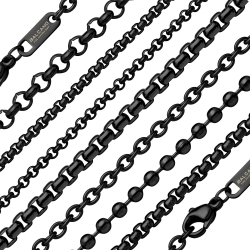 BALCANO - Edelstahl-Halsketten und Armbänder mit schwarzer Chrombeschichtung – Vorteilspaket zum Sonderpreis