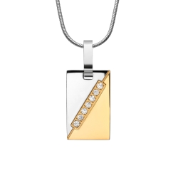 BALCANO - Regal / Stainless Steel Pendant Necklace, 18K Gold Plated and Cubic Zirconia Gemstones