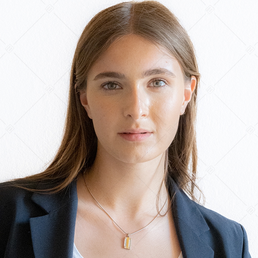 BALCANO - Iris / Edelstahl Halskette mit Anhänger, 18K vergoldet und Zirkonia Edelsteinen (312014ZY00)