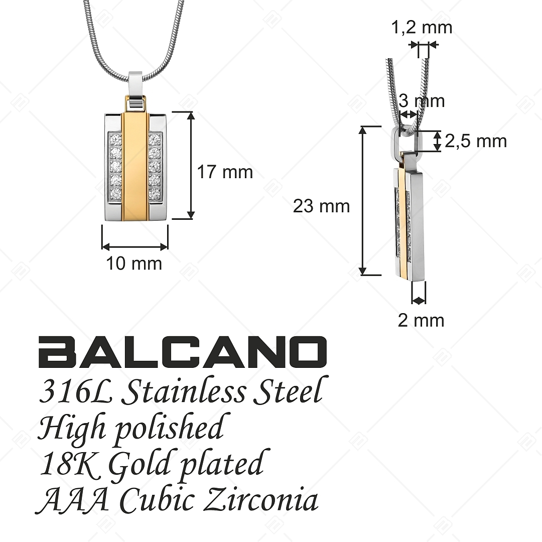 BALCANO - Iris / Collier à pendentif en acier inoxydable plaqué or 18K et pierres de zirconium cubique (312014ZY00)