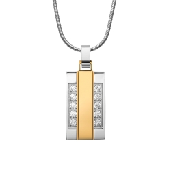 BALCANO - Iris / Stainless steel pendant necklace, 18K gold plating and cubic zirconia gemstones