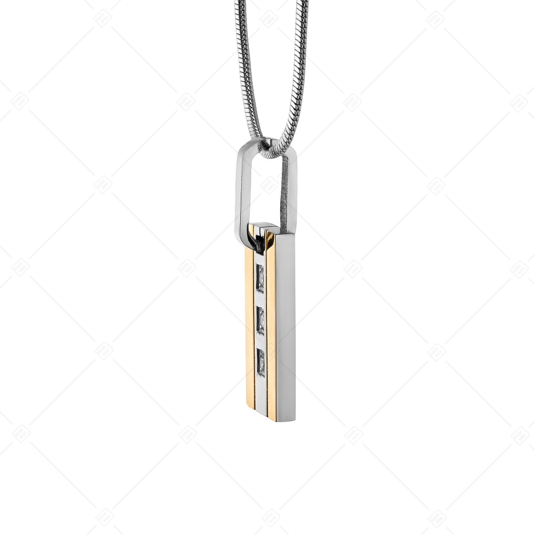 BALCANO - Camino / Stainless Steel Pendant Necklace, 18K Gold Plated and Cubic Zirconia Gemstones (312015ZY00)