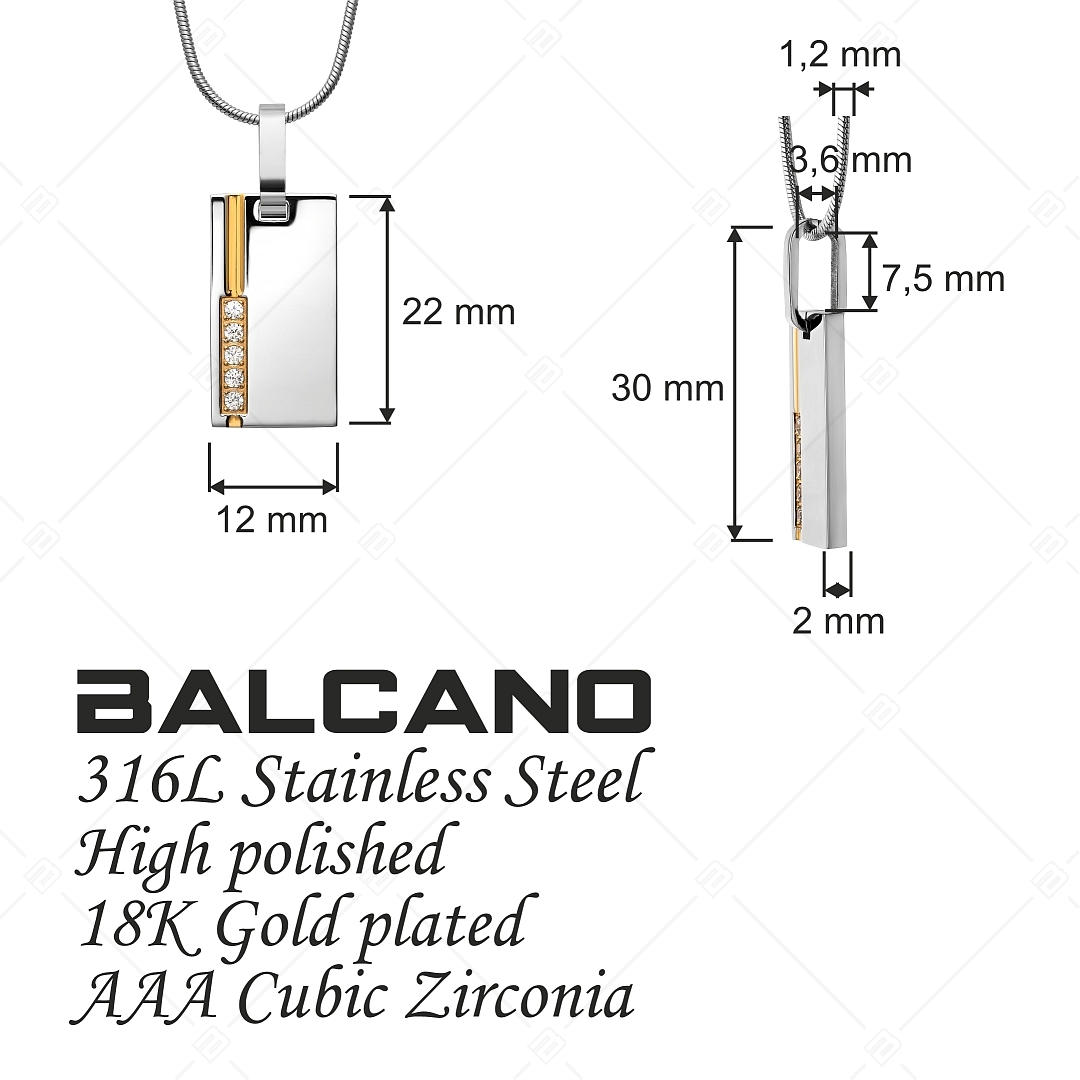 BALCANO - Sendero / Collier à pendentif en acier inoxydable plaqué or 18K avec pierres de zircone (312016ZY00)
