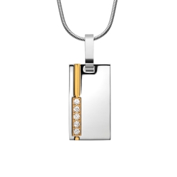 BALCANO - Sendero / Stainless Steel Pendant Necklace With 18K Gold Plated and Cubic Zirconia Gemstones