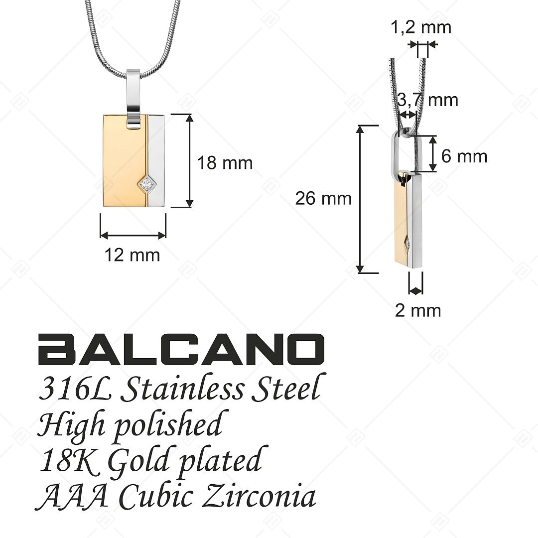 BALCANO - Simile / Stainless Steel Pendant Necklace, 18K Gold Plated and Cubic Zirconia Gemstones (312018ZY00)