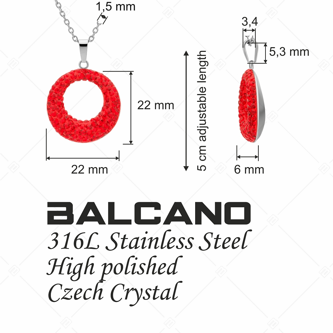 BALCANO - Sole / Edelstahl Halskette mit rundem Kristall Anhänger (341001BC22)