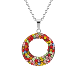 BALCANO - Sole / Round Stainless Steel Pendant Necklace With Crystals
