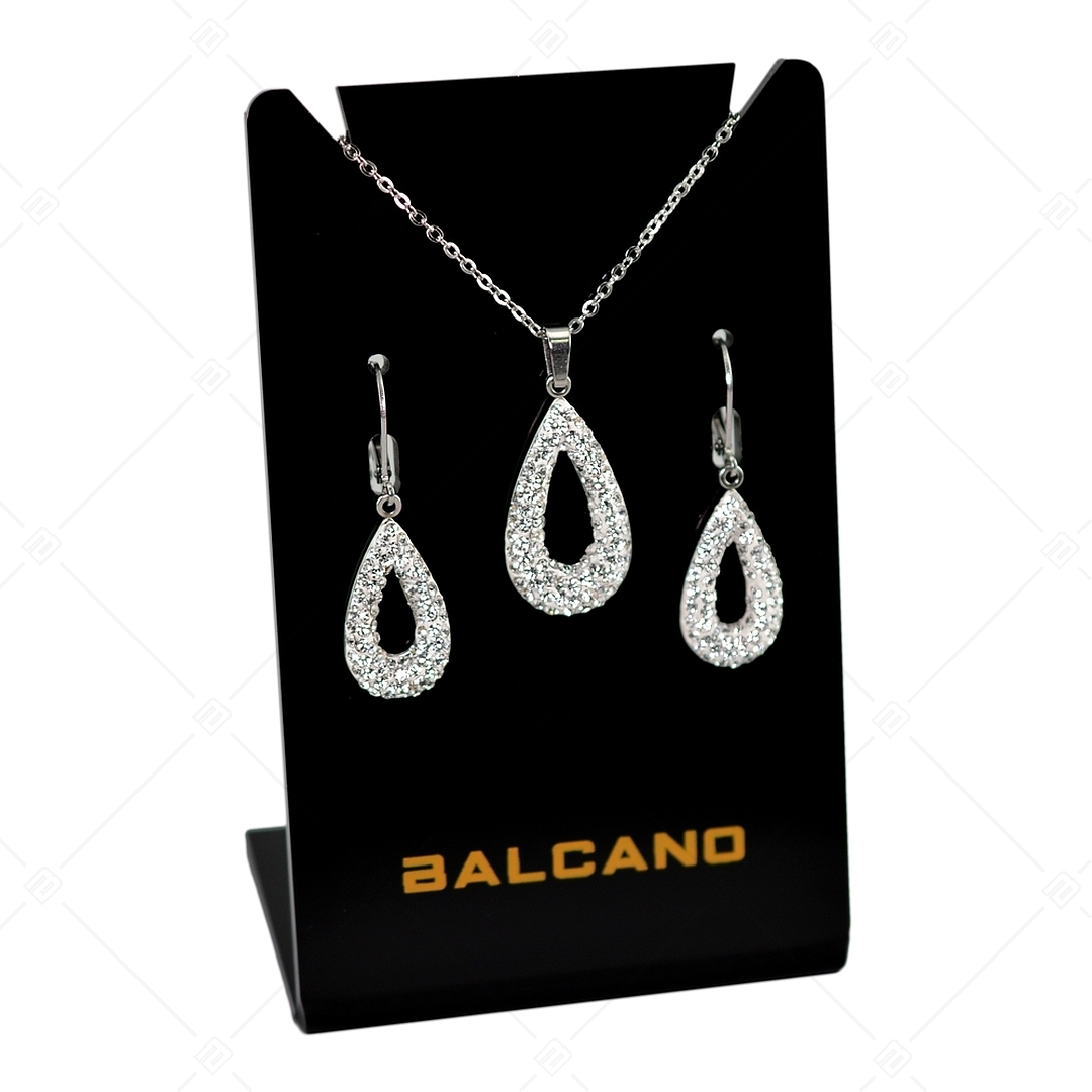 BALCANO - Goccia / Edelstahl Halskette mit Tropfenförmigem Kristall Anhänger (341002BC00)