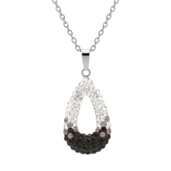 BALCANO - Goccia / Edelstahl Halskette mit Tropfenförmigem Kristall Anhänger