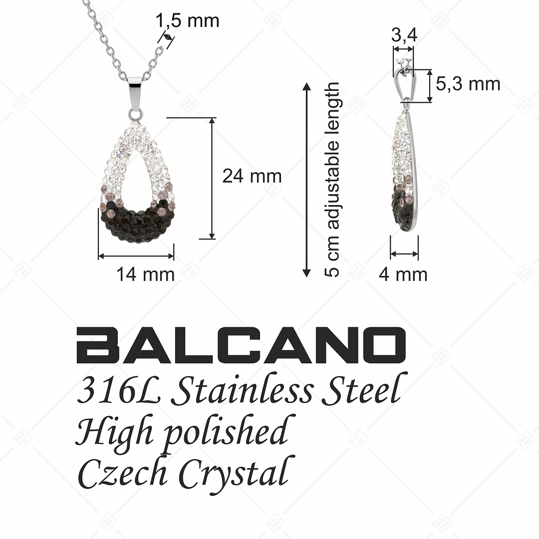 BALCANO - Goccia / Edelstahl Halskette mit Tropfenförmigem Kristall Anhänger (341002BC01)