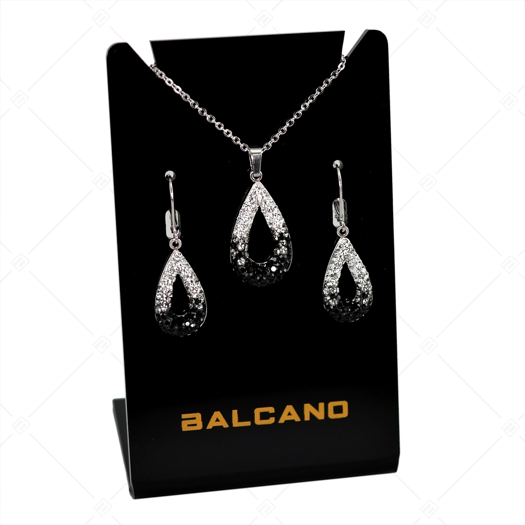 BALCANO - Goccia / Edelstahl Halskette mit Tropfenförmigem Kristall Anhänger (341002BC01)