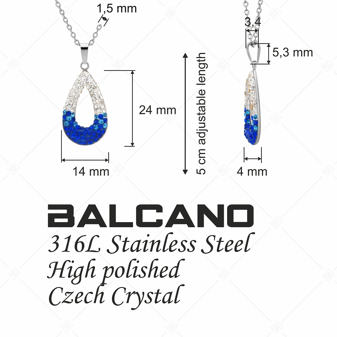 BALCANO - Goccia / Edelstahl Halskette mit Tropfenförmigem Kristall Anhänger (341002BC04)