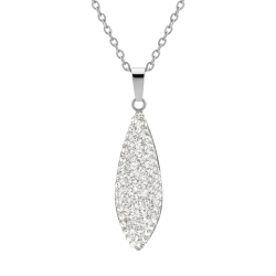 BALCANO - Avena / Stainless Steel Necklace, Oatseed Shaped Crystal Pendant