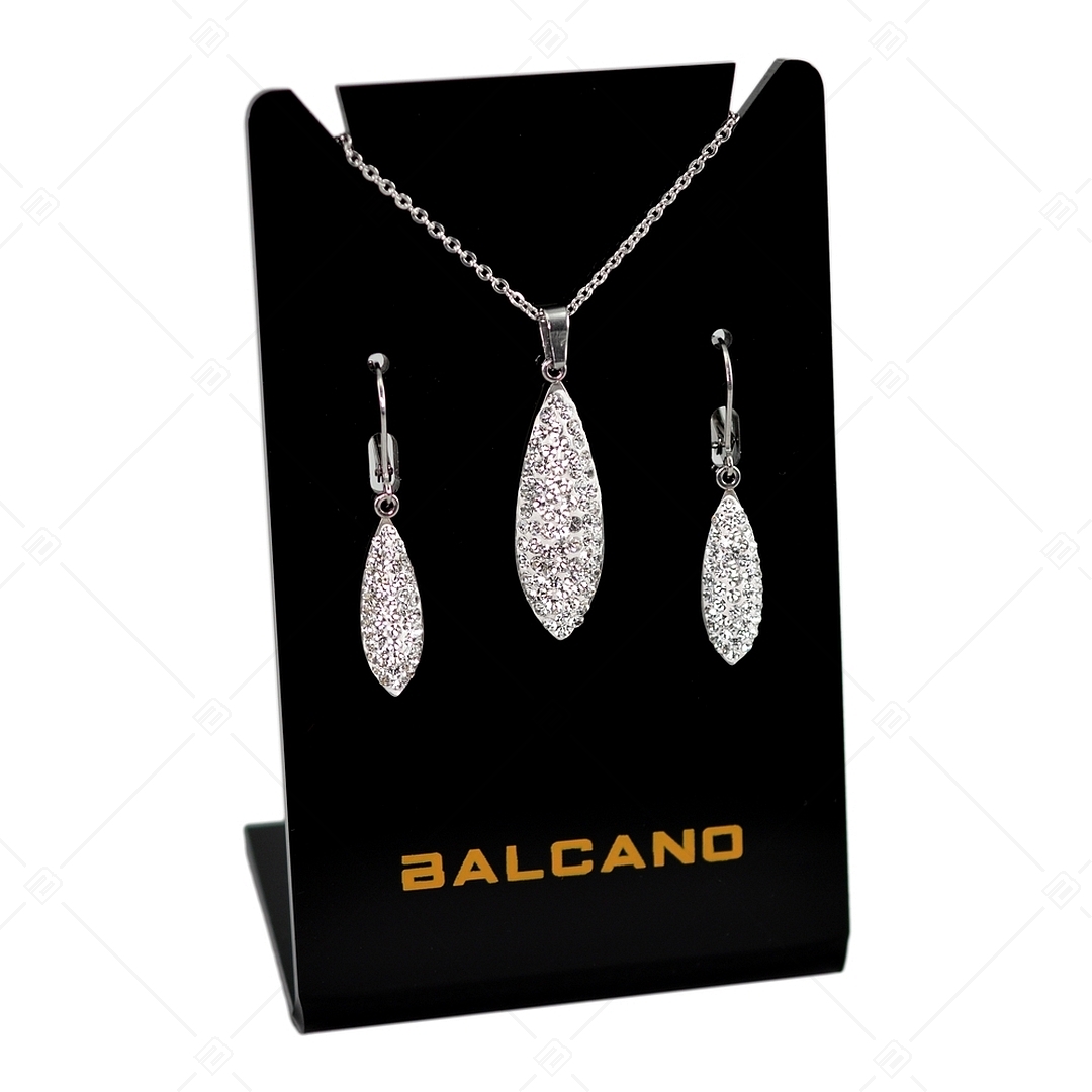 BALCANO - Avena / Stainless Steel Necklace, Oatseed Shaped Crystal Pendant (341003BC00)