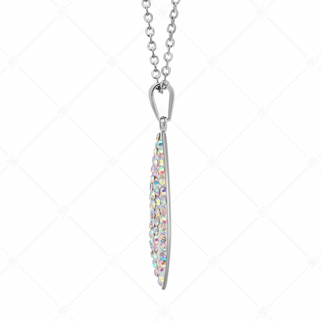 BALCANO - Avena / Stainless Steel Necklace, Oatseed Shaped Crystal Pendant (341003BC09)
