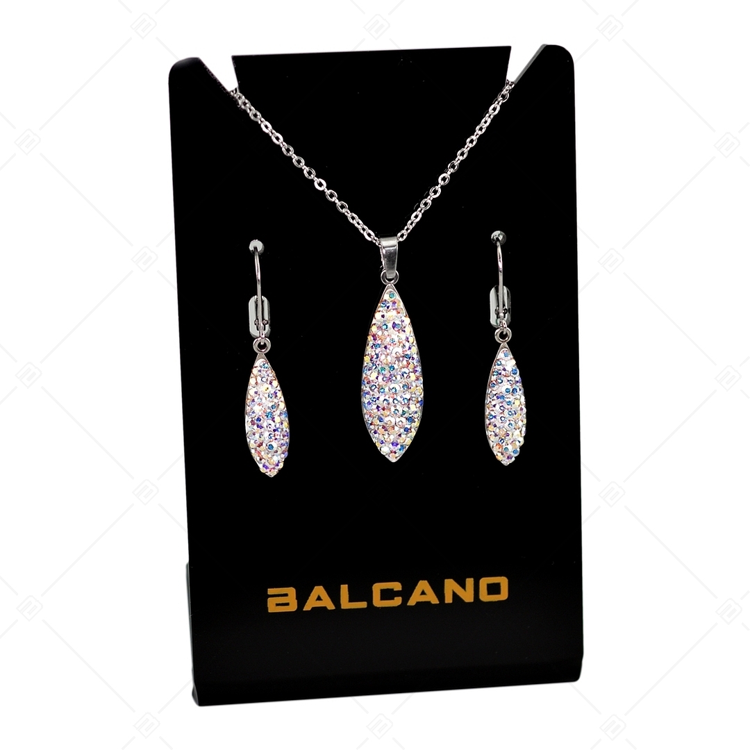 BALCANO - Avena / Stainless Steel Necklace, Oatseed Shaped Crystal Pendant (341003BC09)