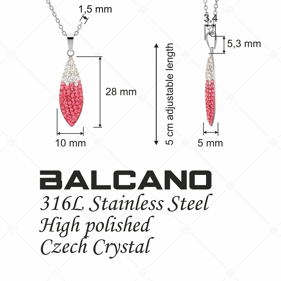 BALCANO - Avena / Edelstahl Halskette mit Haferförmigem Kristall Anhänger (341003BC92)