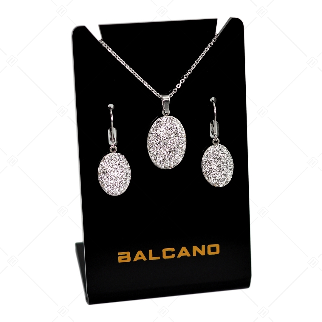 BALCANO - Oliva / Edelstahl Halskette mit Ovalem Kristall Anhänger (341004BC00)