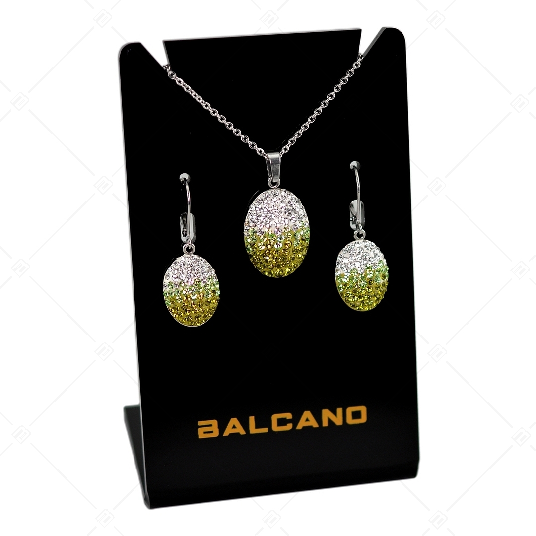 BALCANO - Oliva / Collier en acier inoxydable avec pendentif ovale en cristal (341004BC03)