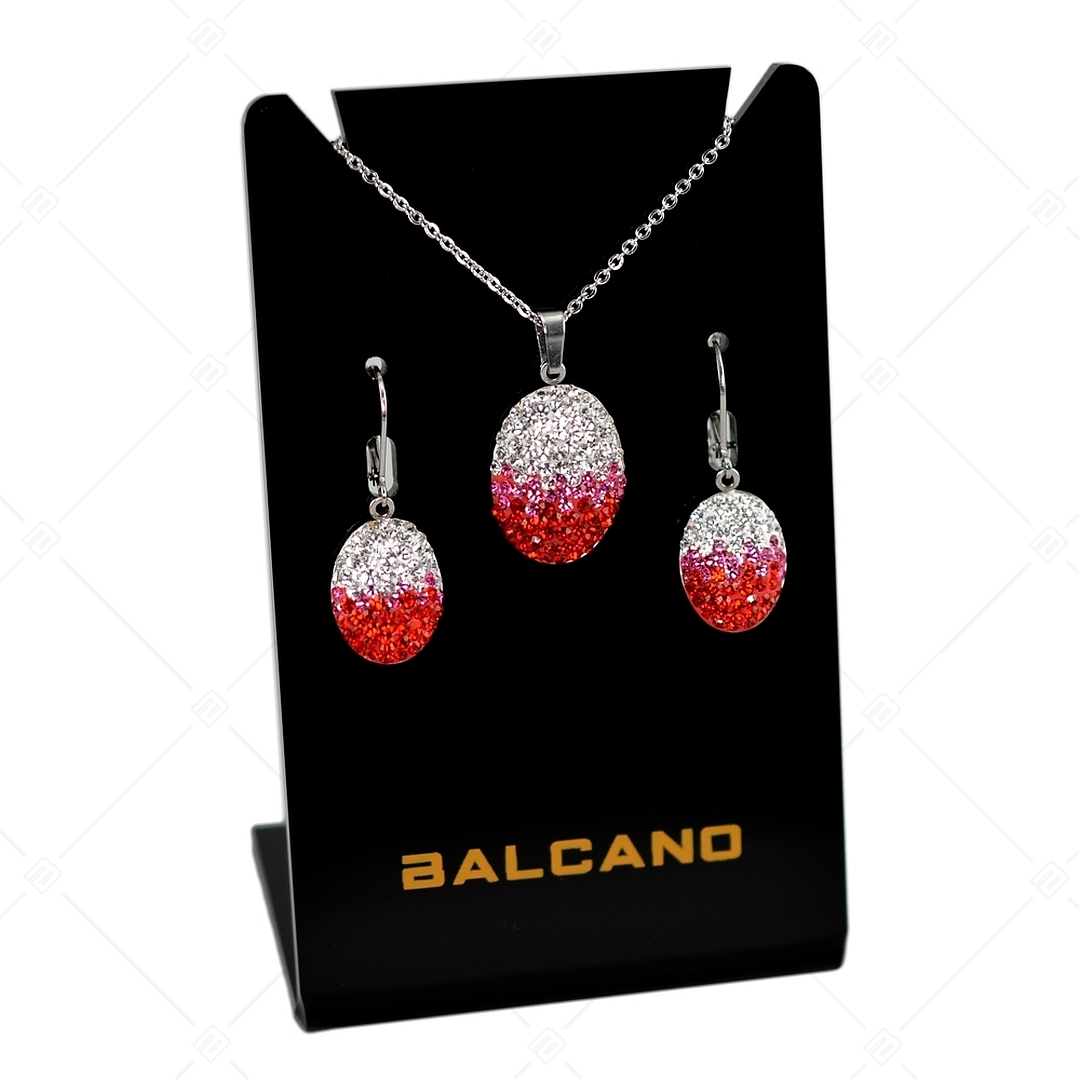 BALCANO - Oliva / Edelstahl Halskette mit Ovalem Kristall Anhänger (341004BC93)