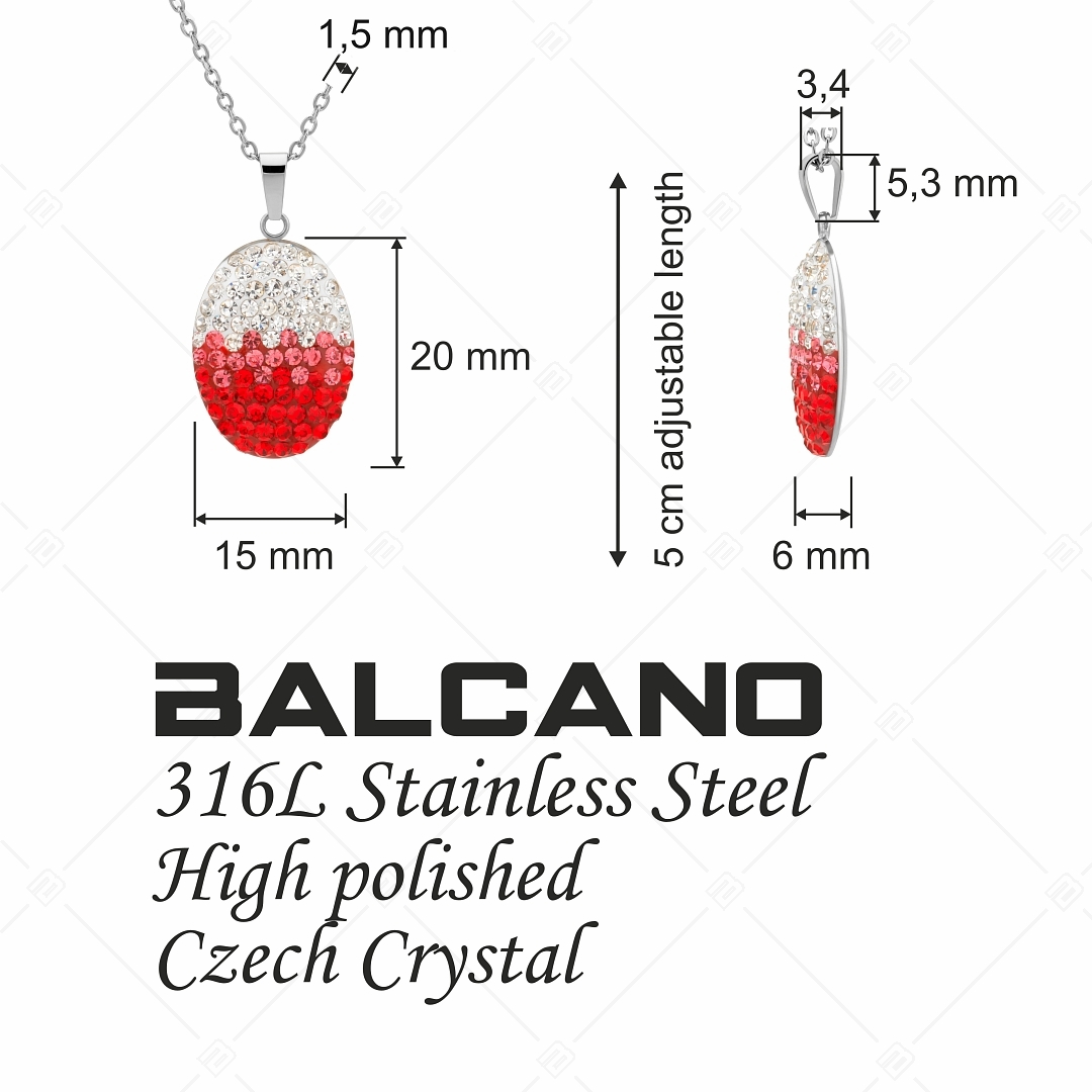 BALCANO - Oliva / Collier en acier inoxydable avec pendentif ovale en cristal (341004BC93)