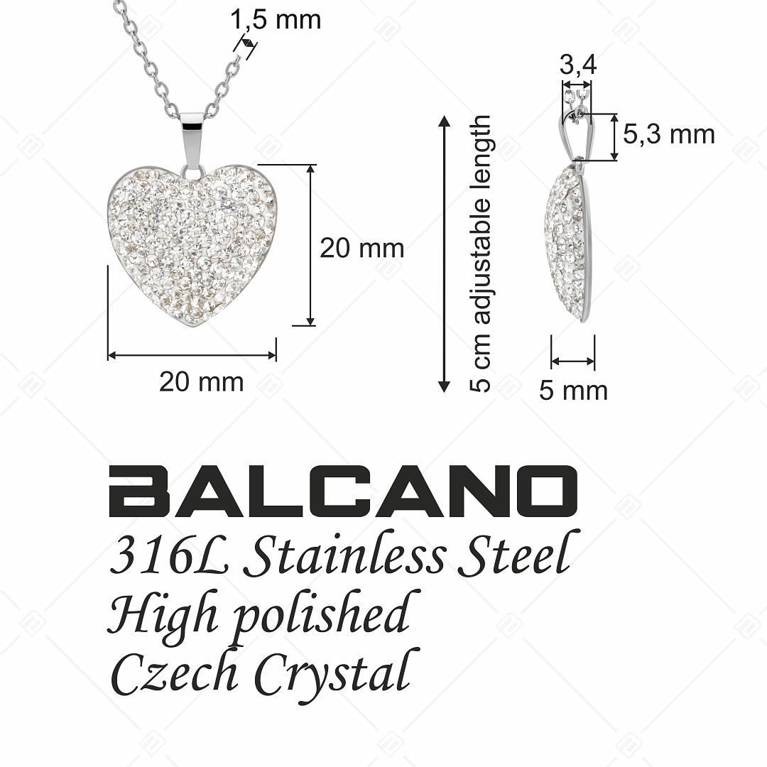 BALCANO - Cuore / Collier en acier inoxydable avec pendentif en cristal en forme de coeur (341005BC00)