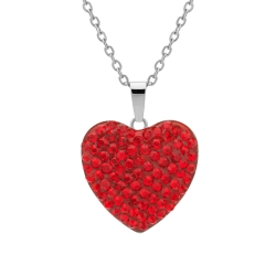 BALCANO - Cuore / Edelstahl Halskette mit Herzförmigem Kristall Anhänger